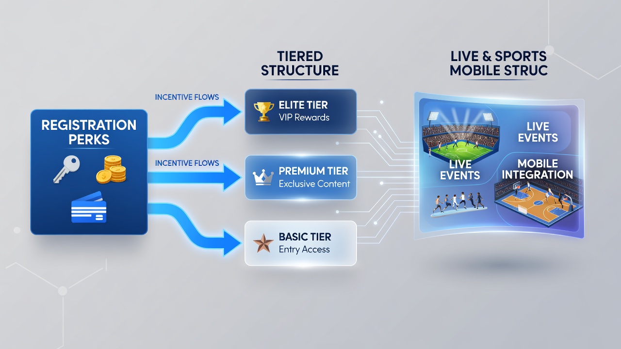 Visualisierung gestaffelter mobiler Strukturen mit Verbindungen zu Live- und Sportangeboten