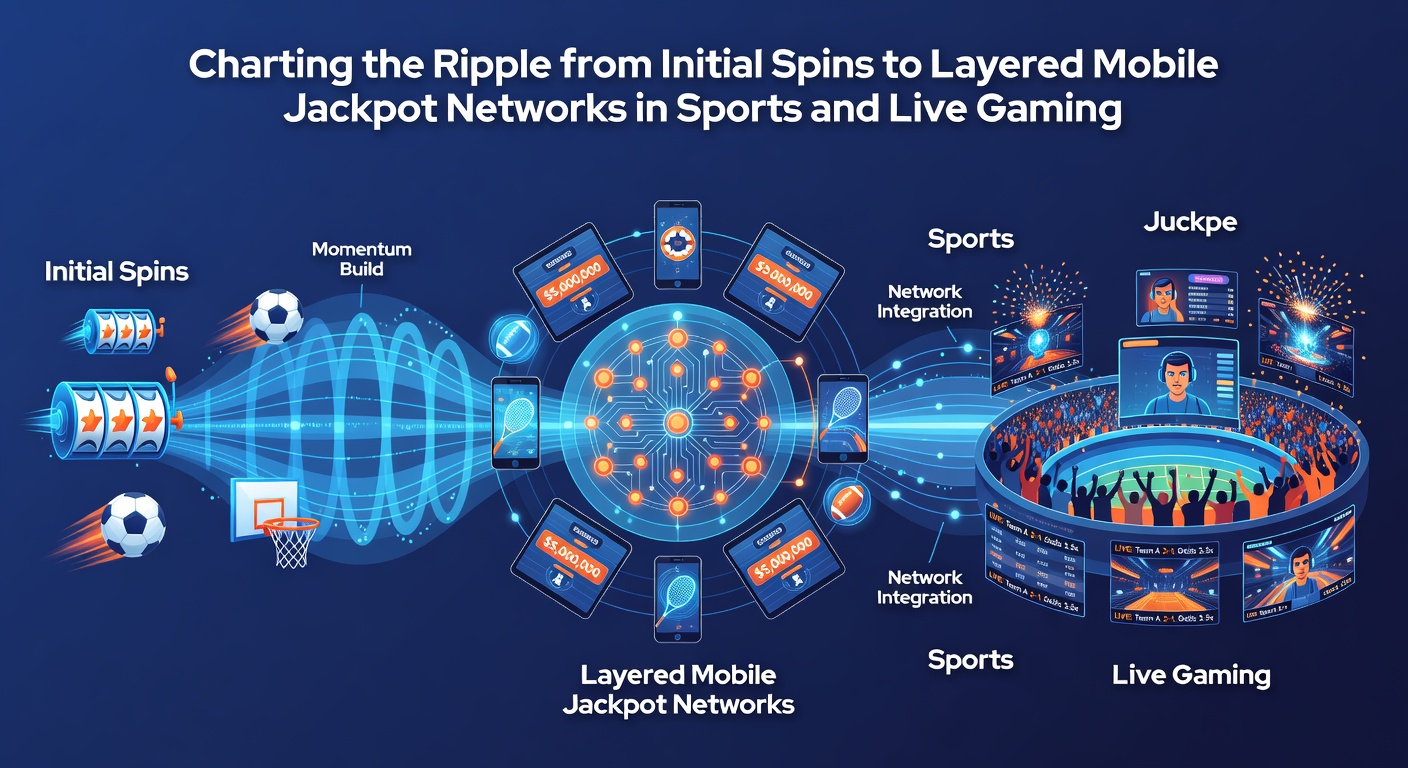 Illustration der Schichten in mobilen Jackpot-Netzwerken mit Verbindungen zu Sportwetten und Live-Dealer-Pfaden
